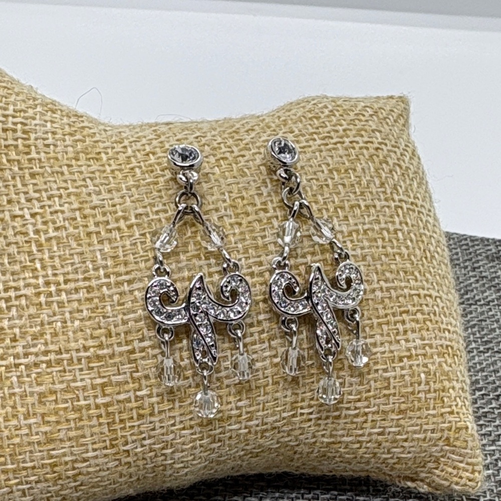 Swarovski Chandelier Silver Tone Dangle Earrings
